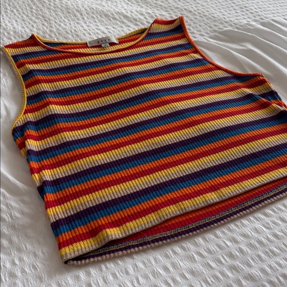 Gaze Orange and Blue Ribbed Crop Tank Top - Picture 4 of 4